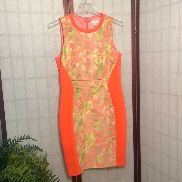 TED BAKER LONDON ABENONY NEON SHEATH DRESS SIZE 4 - Picture 2 of 11